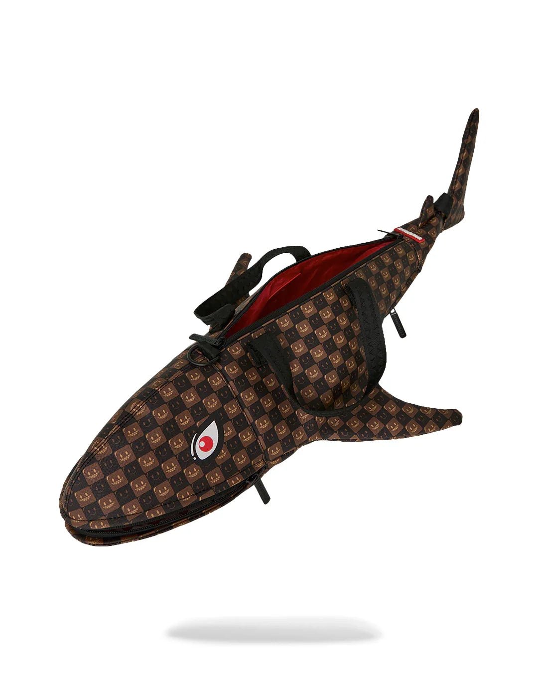 Sprayground Sharks In Paris WTF Bubble Brown Check Shark Duffle - OnSize