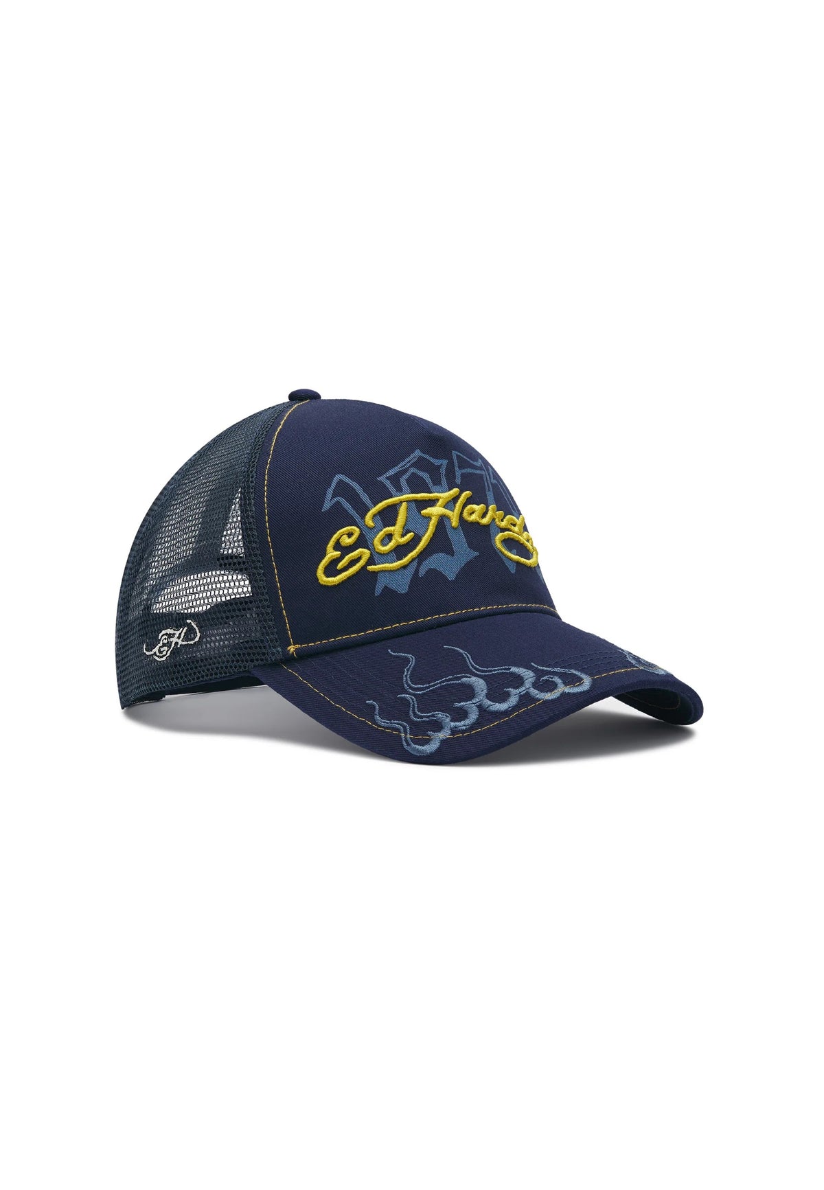 Ed Hardy 1971 Ed Hardy 5 Panel Blue Trucker Cap - OnSize
